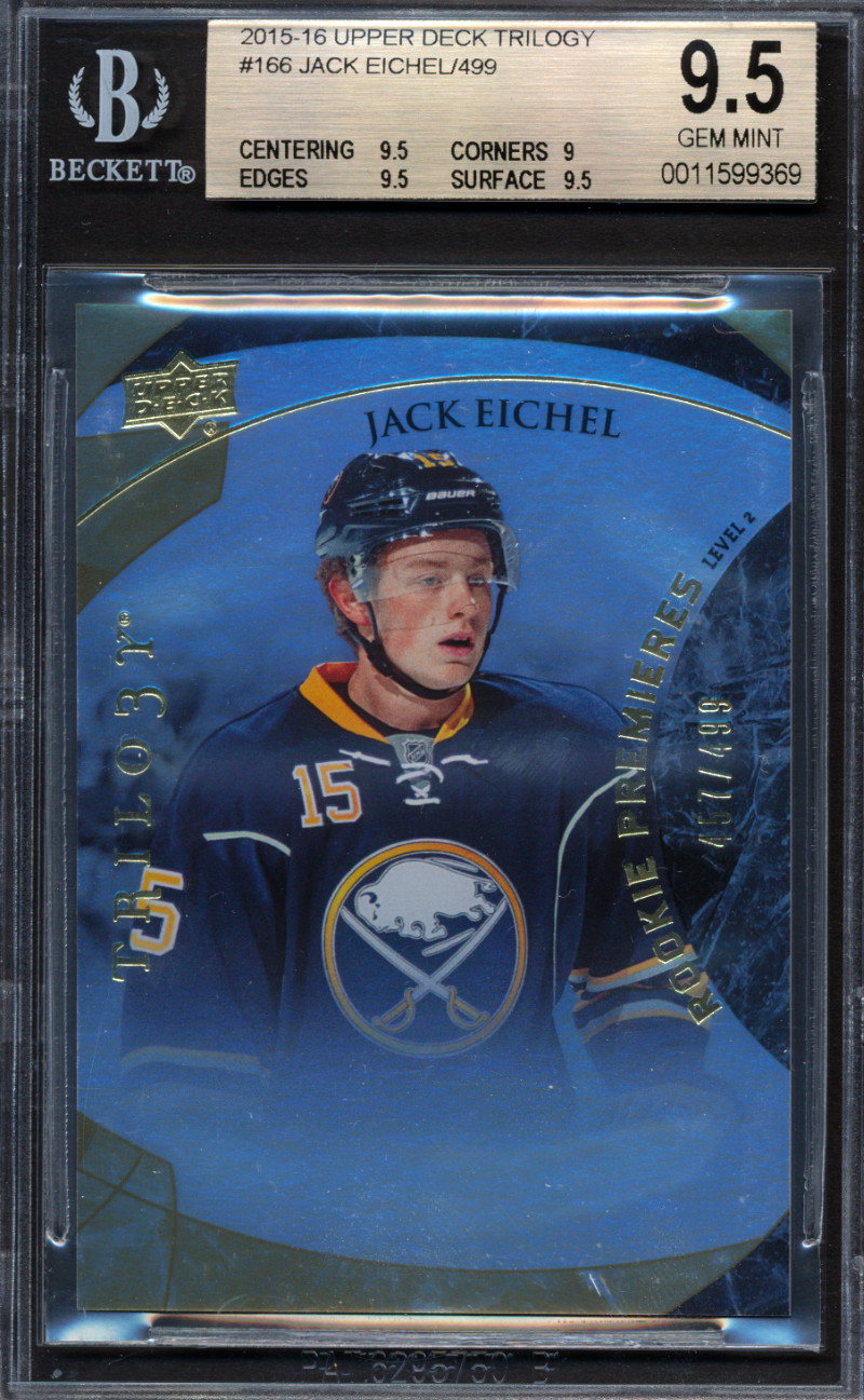 2015-16 Upper Deck Trilogy /499 Jack Eichel Rookie Card Graded BGS 9.5 ...