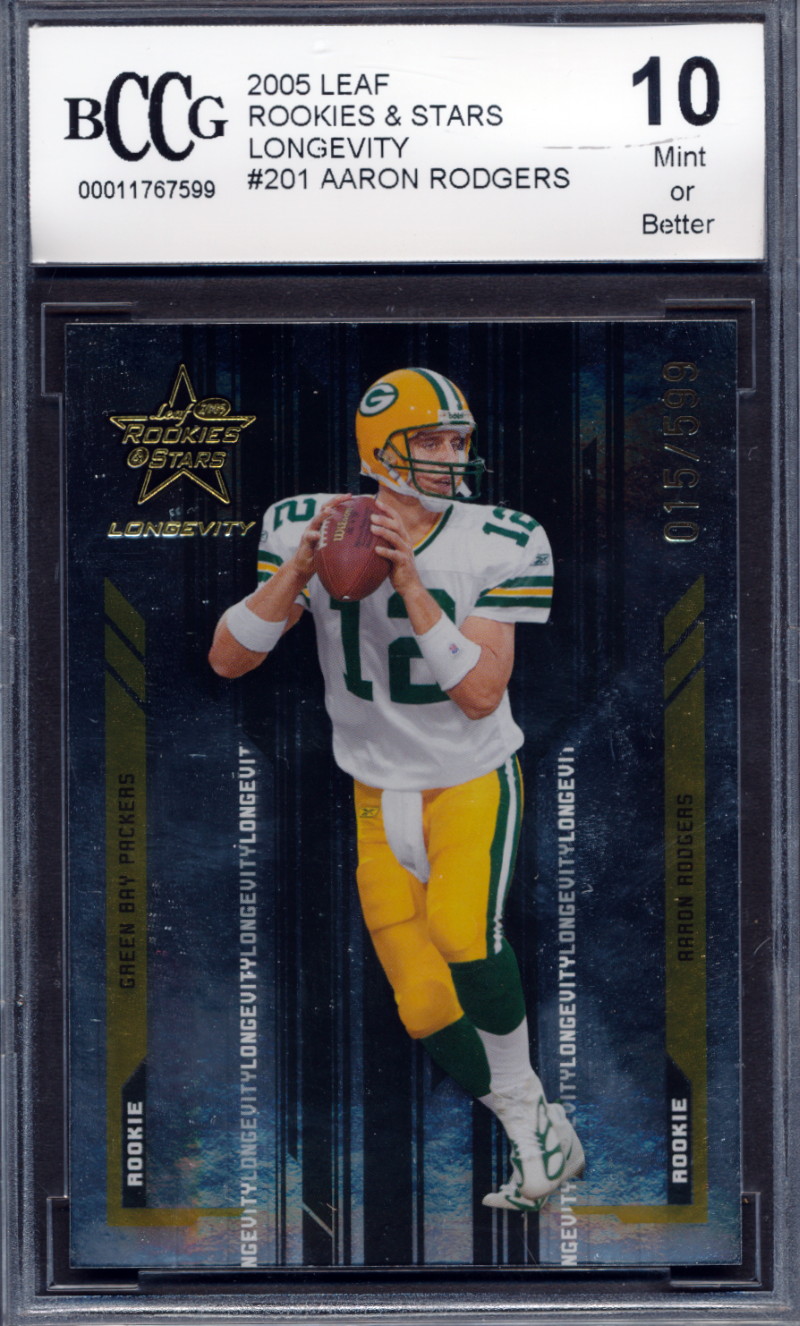 2005 Leaf Rookies Longevity /599 Aaron Rodgers Rookie Card ...