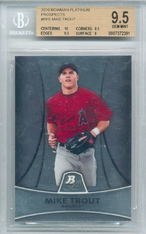 2010 Bowman Platinum Mike Trout Rookie Card Graded BGS 10