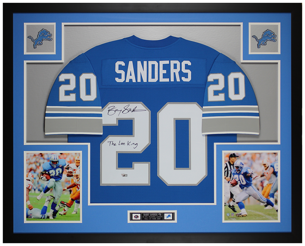 barry sanders framed jersey