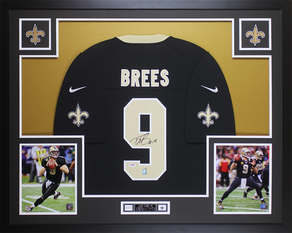 drew brees signed jersey framed