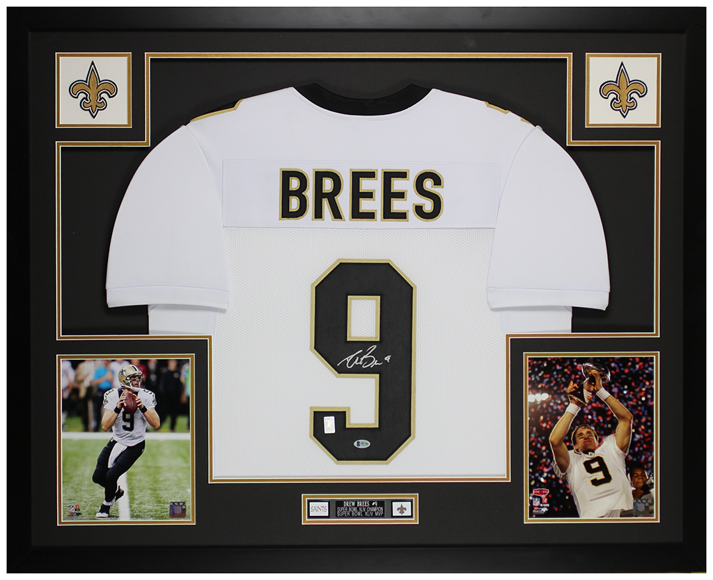 Drew Brees Autographed & Framed White Saints Jersey Auto Beckett ...