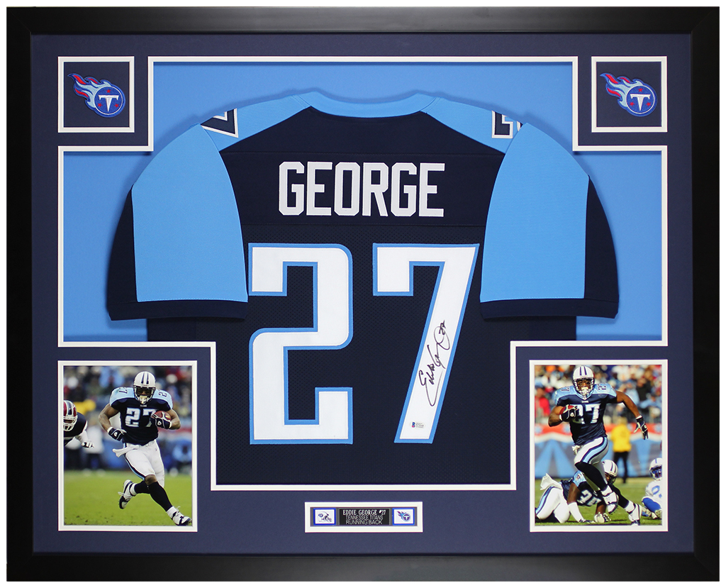 Eddie George Autographed & Framed Blue Titans Jersey Auto ...