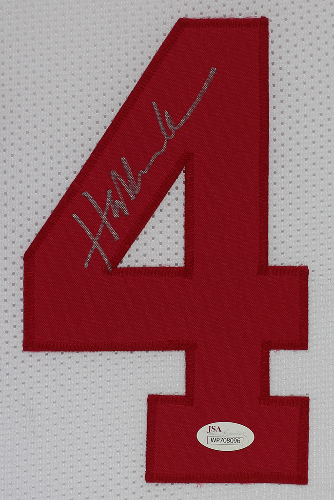 Hakeem Olajuwon Autographed & Framed White Rockets Stat Jersey Auto JSA ...