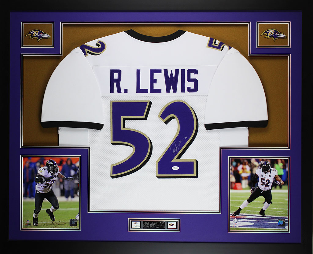 Ray Lewis Autographed and Framed White Ravens Jersey Auto JSA COA ...