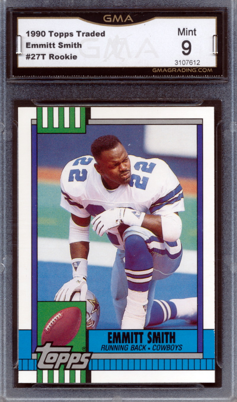 1990 Topps Traded 27T Emmitt Smith Rookie Card Graded GMA