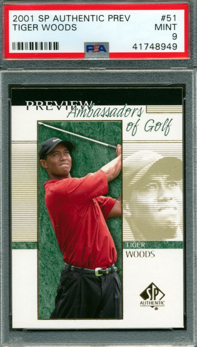 2001 SP Authentic Preview 51 Tiger Woods Rookie Card