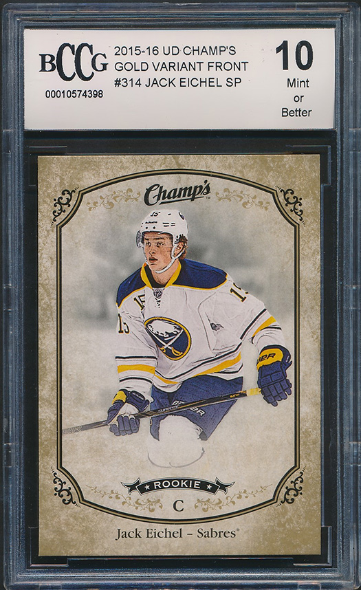 2015-16 Upper Deck Champ's Gold #314 Jack Eichel Rookie Card Graded ...