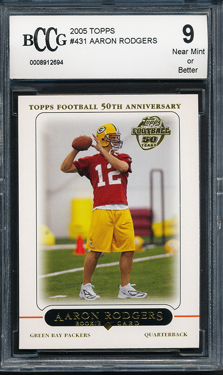 2005 Topps Aaron Rodgers Rookie Card Graded Bccg 9 Ebay